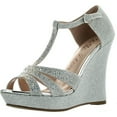 thumbnail image 1 of DeBlossom Womens Dressy Glitter Rhinestone T Strap Platform Wedge Sandal Aalle-2, 1 of 4