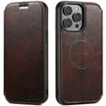 thumbnail image 1 of DeCase Compatible with MagSafe Case for iPhone 13, Slim Magnetic Flip Folio PU Leather Stand with Wallet Card Slot Shockproof Rugged Protective Phonen Case Cover, brown, 1 of 7