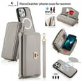 thumbnail image 1 of DeCase Crossbody Zipper Wallet Case for iPhone 15 Plus, Full Body Protectton Multifunction Purse Credit Card Holder，RFID Blocking Handbag PU Leather Shockproof Protective Cover, grey, 1 of 8