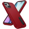 thumbnail image 1 of DeCase Heavy-Duty 3-Layer Military Protection Case for Apple iPhone 15 Plus - Shock Resistant Armor with Hidden Kickstand, Hybrid Bumper, Rugged Rubber Phone Cover, Red+Black, 1 of 8