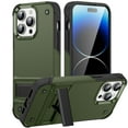 thumbnail image 1 of DeCase Military-Grade for iPhone 15 Pro Case - Heavy-Duty Drop Protection, Slim Hard Back Cover with Invisible Kickstand Rugged Shockproof Cover Case, Armygreen, 1 of 7