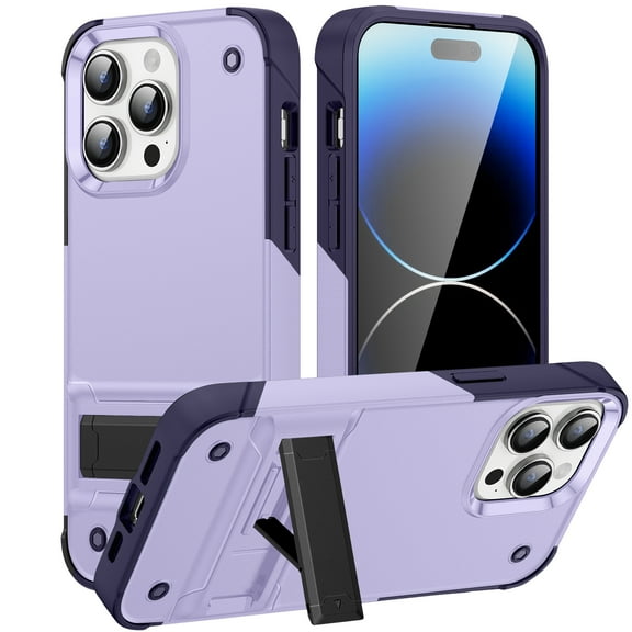 DeCase Military-Grade for iPhone 15 Pro Max Case - Heavy-Duty Drop Protection, Slim Hard Back Cover with Invisible Kickstand Rugged Shockproof Cover Case,  Light Purple