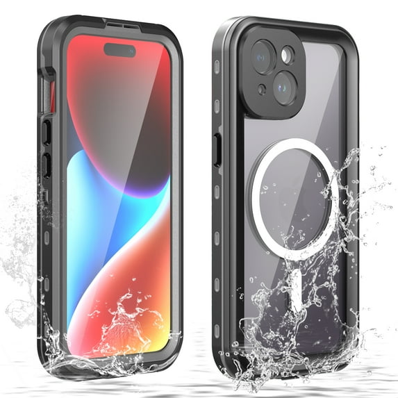 DeCase iPhone 15 Waterproof Case - Full-Body Rugged Protection, Built-in Screen Protector, Military-Grade Drop, Dust, and Waterproof, IP68 Rated, Heavy-Duty Magnetic Cover, Black