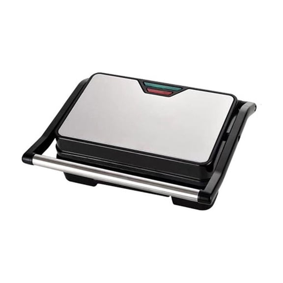 DeChang 180 Degree Flat Open Steak Grill Sandwich Maker, Non-Stick Multi-Function Breakfast Griddle, Floating Hinge Removable Drip Tray for Home Indoor Cooking,Silver