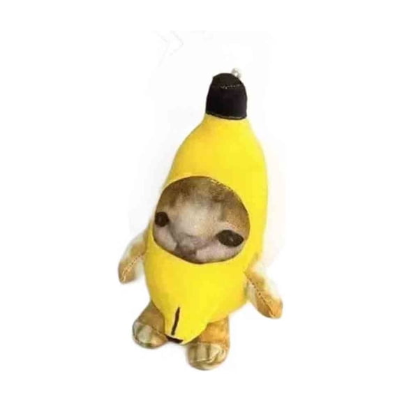 DeChang Banana Cat Plush Hanging Ornament, Soft Stuffed Toy with Sound, Cute Lightweight with Hanging Loop for Bag Decor Home Holiday Birthday Gift,Yellow