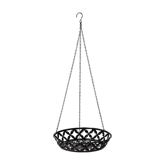DeChang Hanging Planter Basket With Chain Metal Iron Flower Pot Indoor Outdoor Green Plant Holder Home Balcony Garden Decor,Black A