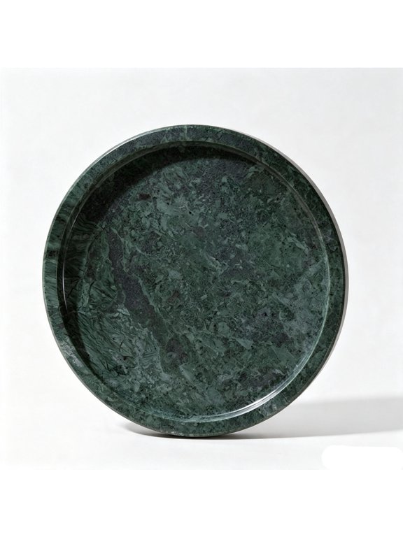 Natural Marble Round Vanity Tray - Multi-purpose Catchall Jewelry, Candle, Perfume Organizer, Bathroom & Home Decor, Elegant Gift,Green