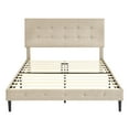 thumbnail image 1 of DeCoro Cambridge Upholstered Wooden Platform Bed Frame, Queen, Linen, 1 of 11