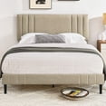 thumbnail image 1 of DeCoro Chicago Modern Upholstered Platform Bed Frame, Tufted Headboard & Wooden Bed Frame, Wood Slats Support, Bed Frame No Box Spring Needed, Lightweight, Durable, Easy Assembly - King, Linen, 1 of 10