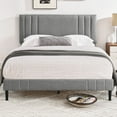 thumbnail image 1 of DeCoro Chicago Modern Upholstered Platform Bed Frame, Tufted Headboard & Wooden Bed Frame, Wood Slats Support, Bed Frame No Box Spring Needed, Lightweight, Durable, Easy Assembly - Full, Grey, 1 of 10