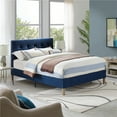 thumbnail image 1 of DeCoro Seattle Modern Tufted Upholstered Platform Bed | Headboard and Wood Frame with Wood Slat Support, Full, Antonio Sapphire, 1 of 11
