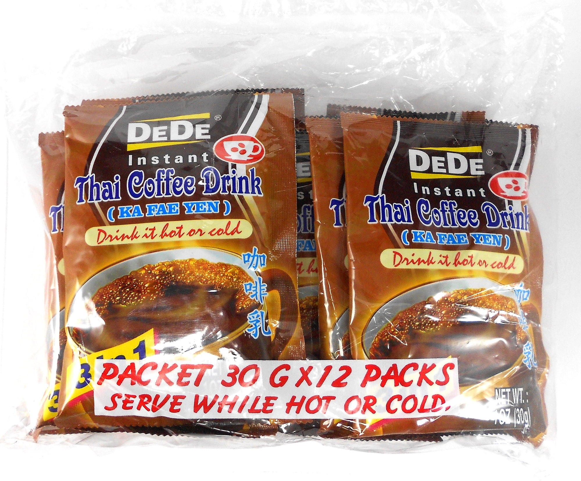 DeDe Instant Thai COFFEE with Cream and Sugar Serve Hot or cold 35 g