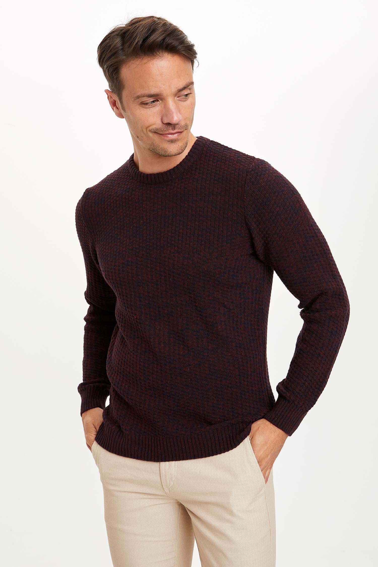 DeFacto Tricot Long Sleeve Slim Fit Pullover Turtleneck Sweater for Men