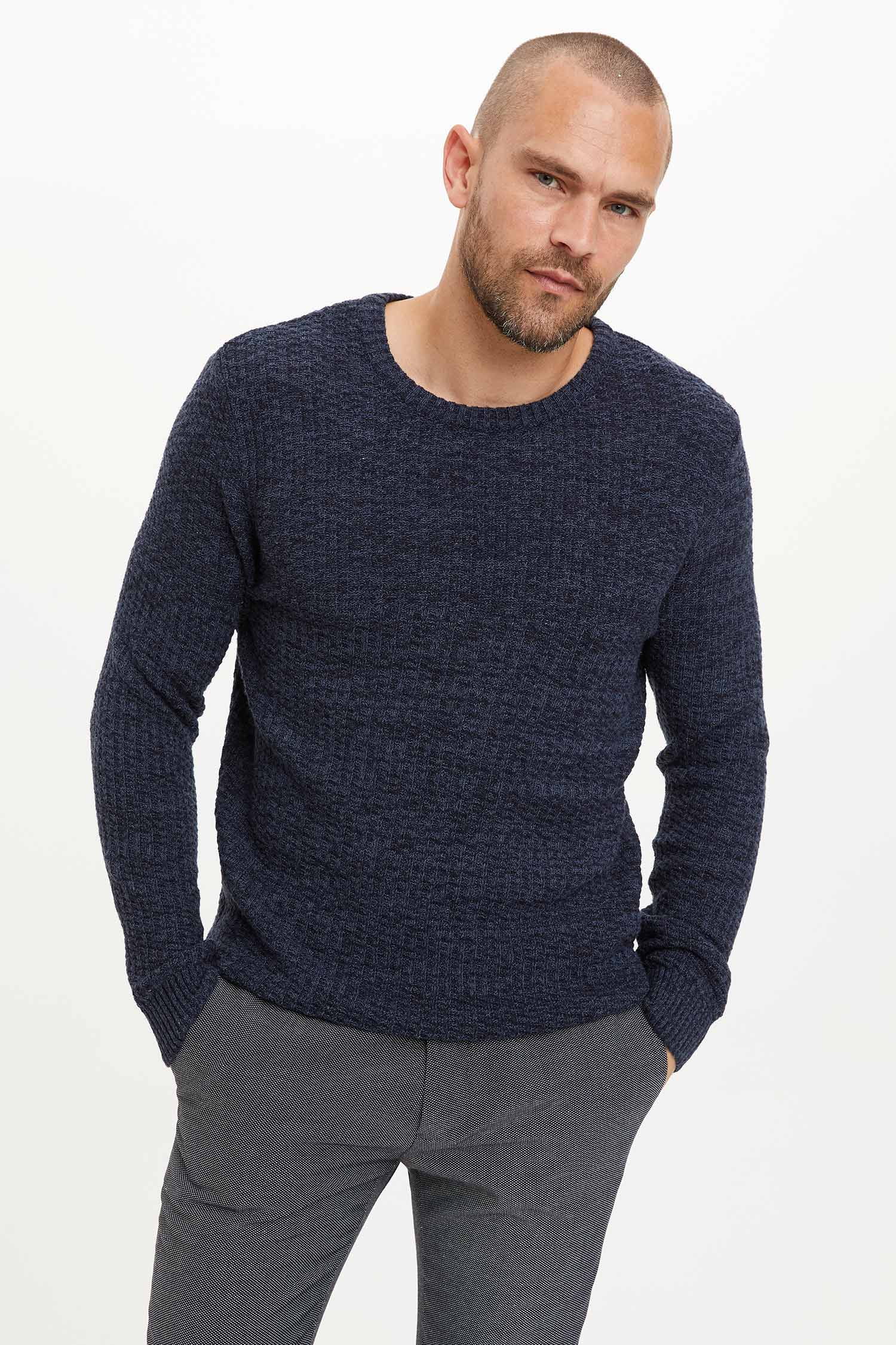 DeFacto Tricot Long Sleeve Slim Fit Pullover Turtleneck Sweater for Men
