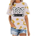 thumbnail image 1 of DeHolifer 101 Days of School Shirt for Women Dalmatian Dog Print Short Sleeve Crewneck T-shirt School Days Tee Tops Gold S, 1 of 5