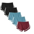 thumbnail image 1 of QQAMB 5PC Womens Shorts Plus Size Elastic Waist Summer Solid Color Casual Outing Beach Shorts Cotton Shorts for Women Black 2XL, 1 of 2