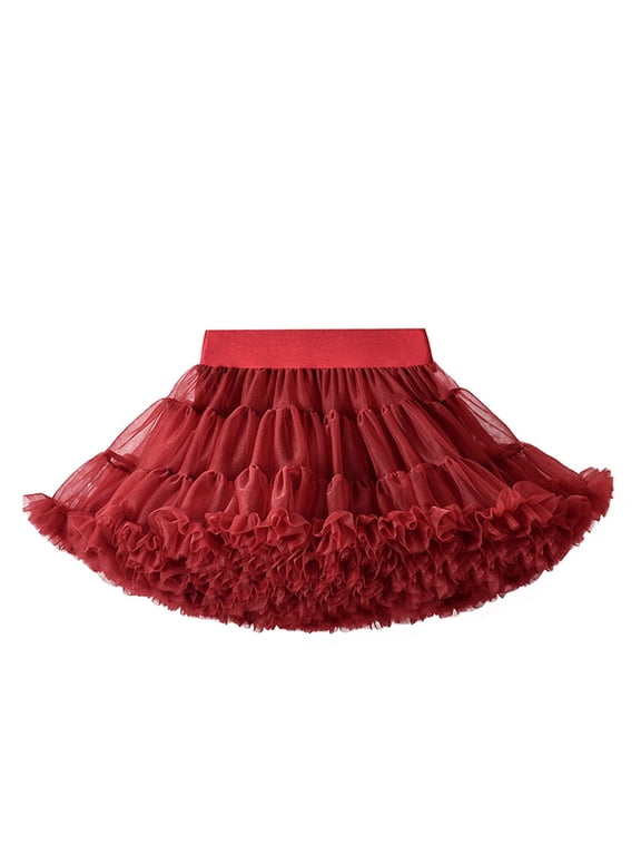 DeHolifer Baby Girls Tutu Skirt Toddler Tutu Dress Infant Solid Breathable Tulle Skirt Dress Princess Party Dress Gift for Baby Girls Red XL