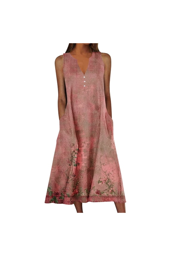 Beach Sundresses for Women Vacation Casual Plus Size Midi Sun Dress Loose Flowy Summer Trendy Boho Long Dresses Multicolor 5XL
