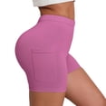 thumbnail image 1 of DeHolifer Biker Shorts for Women with Pockets High Elastic Waisted Workout Tummy Control Gym Running Solid Slim Yoga Shorts Hot Pink M, 1 of 6
