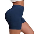 thumbnail image 1 of DeHolifer Biker Shorts for Women with Pockets High Elastic Waisted Workout Tummy Control Gym Running Solid Slim Yoga Shorts Navy XL, 1 of 6