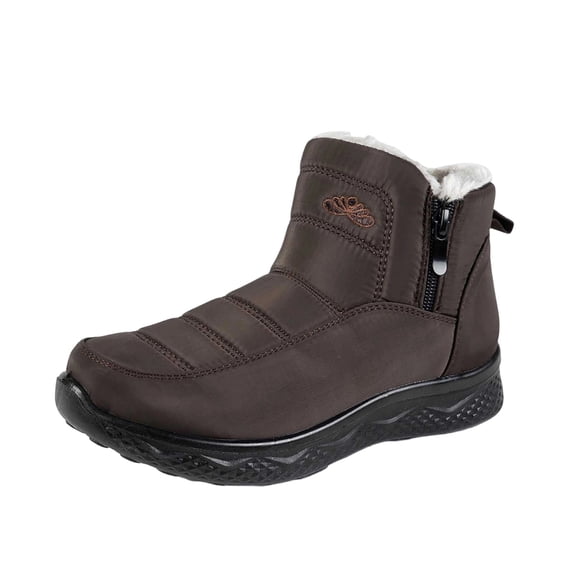 DeHolifer Boots for Women Plus-Size Fleece-Lined Thick-Soled Warm Comfortable Snow Boots with Zipper
