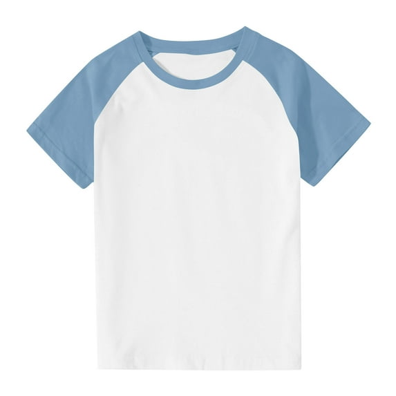 QQAMB Boys Girls T-Shirts Color Block Crewneck Raglan Short Sleeve Summer Lightweight Trendy Tee T-Shirts,9 Years