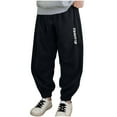thumbnail image 1 of DeHolifer Boys Pants Cotton Comfy Elastic Waisted Straight Leg Letter Printed Casual Sweat Pants,12 Years, 1 of 3