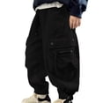 thumbnail image 1 of DeHolifer Boys' Pants Outdoor Windproof Waterproof Sports Elastic Waisted Straight Leg Cargo Pants with Multi Pockets,13 Years, 1 of 4
