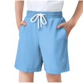 thumbnail image 1 of QQAMB Boys' Shorts Casual Elastic Waist Drawstring Solid Color Summer Loose Comfy Shorts with Pocket ,9 Years, 1 of 8