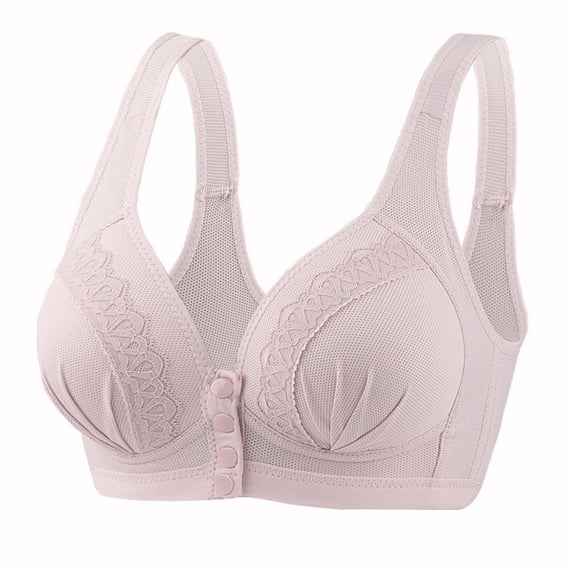 DeHolifer Bras for Women No Underwire Push Up Wirefree Front Close Snap Builtup Sports Bras Daisy Bra Plus Size Everyday Bras Gray 42