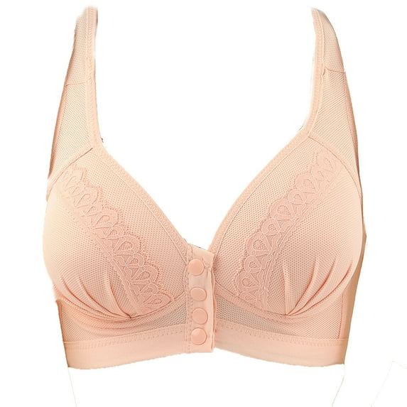 DeHolifer Bras for Women No Underwire Push Up Wirefree Front Close Snap Builtup Sports Bras Daisy Bra Plus Size Everyday Bras Watermelon Red 36