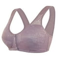 thumbnail image 1 of DeHolifer Bras for Women Plus Size Floral Print Front Buckle Wireless Strap Gathering Underwear Everyday Bras Purple M, 1 of 5