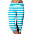 thumbnail image 1 of DeHolifer Capris Pants for Women Elastic Waist Strip Print Straight Leg Cropped Pants Summer Casual Trousers Sky Blue S, 1 of 5