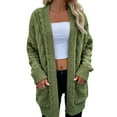 thumbnail image 1 of DeHolifer Cardigans for Women 2024 Fashion Casual Open Front Long Sleeve Chunky Cable Knit Cardigans Sweaters Outerwear Coats with Pockets Green M, 1 of 8