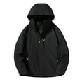 thumbnail image 1 of DeHolifer Coat for Men Solid Color Winter Windproof Drawstring Zipper Long Sleeve Outwear Coat Jacket Black 5XL, 1 of 2