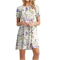 thumbnail image 1 of DeHolifer Dresses for Women Short Sleeve Crewneck Floral Printed Casual Dresses Loose Summer Maxi Dresses White 2XL, 1 of 4