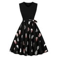 thumbnail image 1 of DeHolifer Dresses for Women Sleeveless Crewneck 1950s Vintage Floral Print Fall Swing Dress Cocktail Party Dress Black XL, 1 of 7