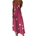 thumbnail image 1 of QQAMB Dresses for Women Summer Sleeveless V-Neck Marble Print Suspenders Dresses Flowy A-Line Midi Dresses Hot Pink S, 1 of 5