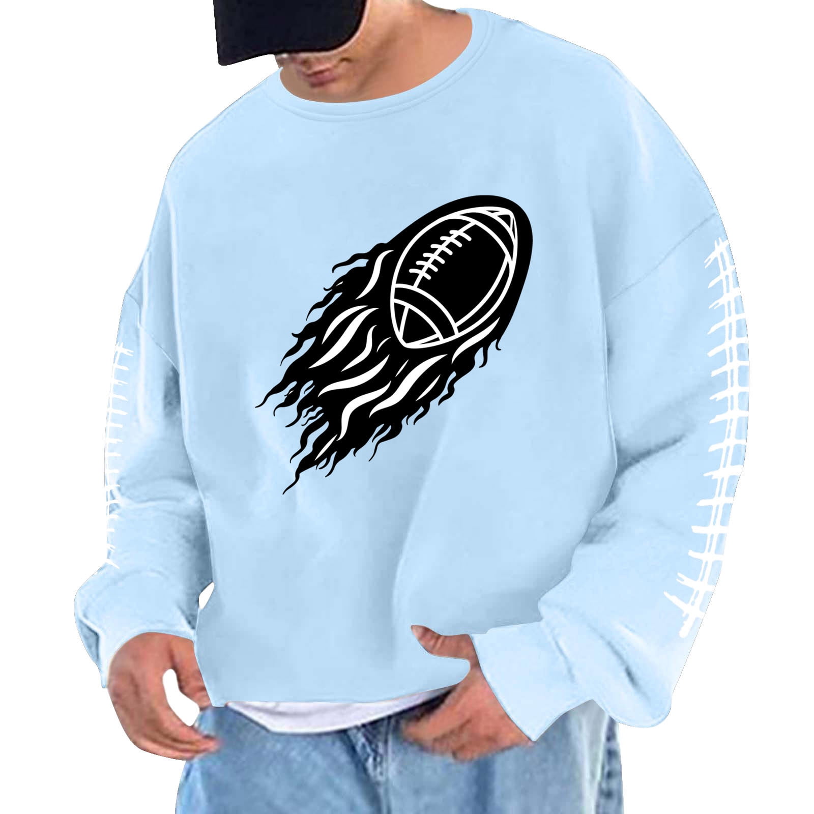 DeHolifer Game Day Sweatshirts for Men Football Printed Crewneck Long