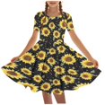 thumbnail image 1 of DeHolifer Girls Dresses Summer Novelty Printed Crewneck Short Sleeve Swing Pretty Ballet Dance Dresses ,11 Years, 1 of 6