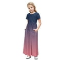 thumbnail image 1 of DeHolifer Girls Maxi Dress Gradient Color Crewneck Short Sleeve Lightweight Casual Holiday Dress with Pockets,7 Years, 1 of 8