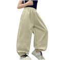 thumbnail image 1 of DeHolifer Girls Pants Baggy Elastic Waisted Solid Color Straight Leg Summer Trendy Long Pants with Pocket,5 Years, 1 of 4