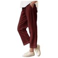thumbnail image 1 of DeHolifer Girls Pants Cotton Linen Elastic Waisted Solid Color Straight Leg Summer Lightweight Loose Comfy Pants,10 Years, 1 of 6