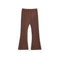 thumbnail image 1 of DeHolifer Girls Pants Ribbed Knit Bell Bottom Toddler Elastic Waist Ruffle Leggings Flared Pants Coffee 1-2Years, 1 of 5