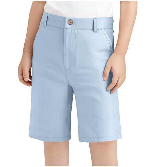 DeHolifer Girls Suit Shorts Elastic Waisted Button Solid Color Loose Comfy Dressy Shorts with Pocket,14-15 Years