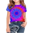 thumbnail image 1 of DeHolifer Girls T-Shirts Tie Dye Short Sleeve Shirt Kids Summer Fashion Crewneck Tops Casual Tees for 13-14 Years, 1 of 5