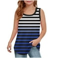 thumbnail image 1 of DeHolifer Girls Tank Tops Strip Printed Square Neck Soft Breathable Sleeveless Summer Blouse Casual Loose Tank Tops,Blue,9-10Years, 1 of 5
