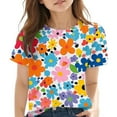 thumbnail image 1 of DeHolifer Girls Tops Summer Trendy Cute Graphic Printed Crewneck Short Sleeve Casual Loose Comfy Tee T-Shirts,3 Years, 1 of 7