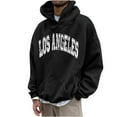thumbnail image 1 of DeHolifer Hoodies for Men Los Angeles Letter Print Pullover Tops Long Sleeve Hoodies Sweatshirt with Pocket Black 2XL, 1 of 6