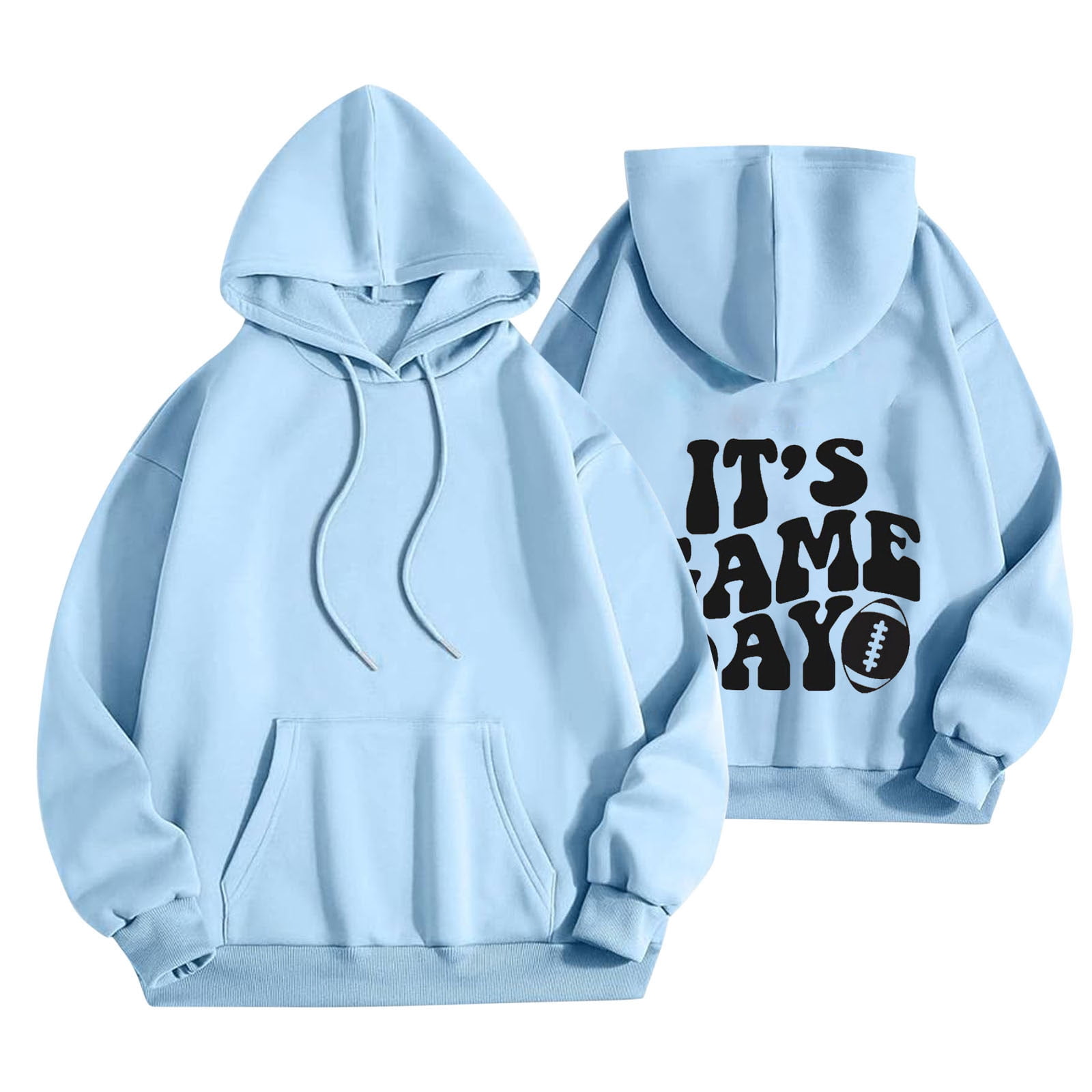 DeHolifer Hoodies for Women Baseball Graphic Print Drawstring Long